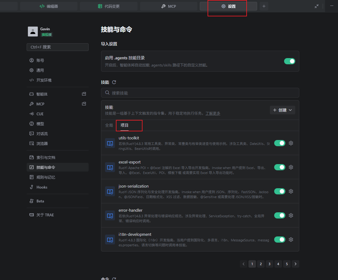 Skill 加载成功-设置显示